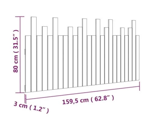 Sienas Galvgalis, Balts, 159,5X3X80 Cm, Priedes Masīvkoks Vidaxl