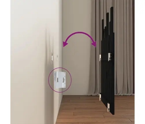 Sienas Galvgalis, Melns, 82,5X3X80 Cm, Priedes Masīvkoks Vidaxl