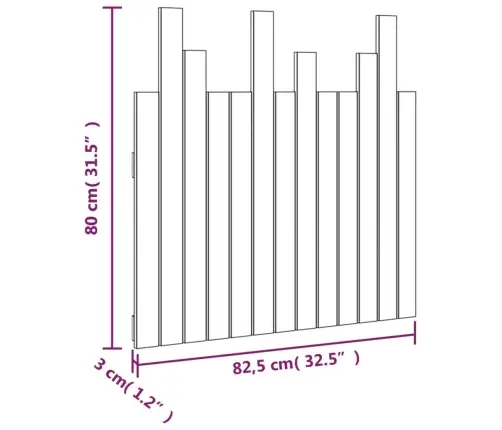 Sienas Galvgalis, Melns, 82,5X3X80 Cm, Priedes Masīvkoks Vidaxl