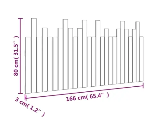 Sienas Galvgalis, Melns, 166X3X80 Cm, Priedes Masīvkoks Vidaxl