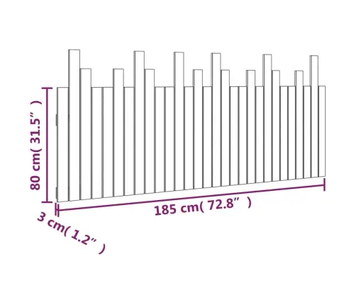 Sieninis Galvūgalis, Baltas, 185X3X80cm Pušies Masyvas Sieninis Galvūgalis, Baltas, 185X3X80cm Pušies Masyvas