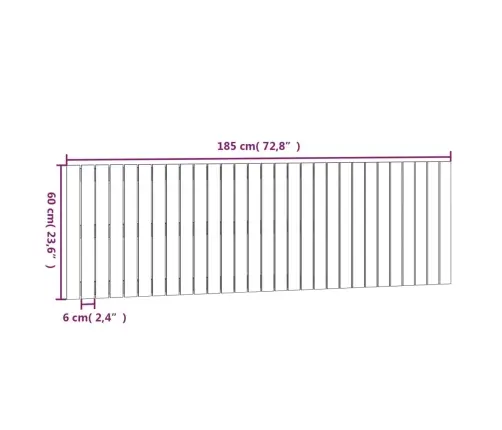 Sienas Galvgalis, 185X3X60 Cm, Priedes Masīvkoks Vidaxl