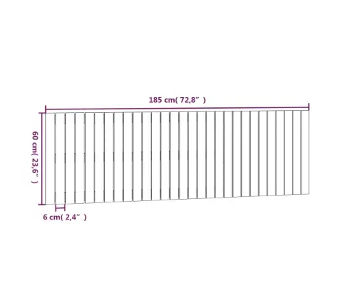 Sienas Galvgalis, Brūns, 185X3X60 Cm, Priedes Masīvkoks Vidaxl