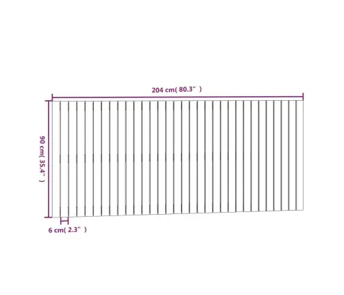 Sienas Galvgalis, Balts, 204X3X90 Cm, Priedes Masīvkoks Vidaxl