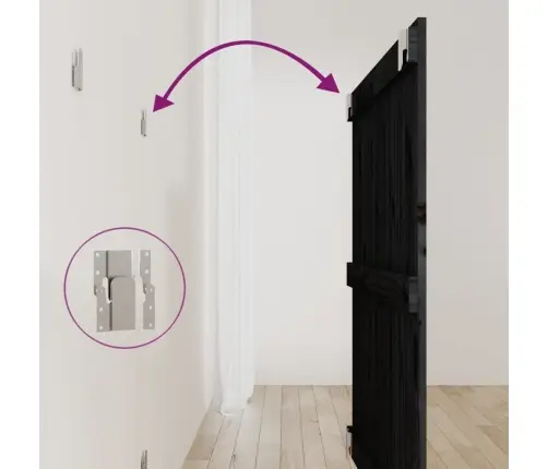 Sienas Galvgalis, Melns, 95,5X3X90 Cm, Priedes Masīvkoks Vidaxl