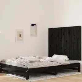 Sienas Galvgalis, Melns, 127,5X3X90 Cm, Priedes Masīvkoks Vidaxl