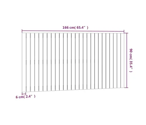 Sienas Galvgalis, 166X3X90 Cm, Priedes Masīvkoks Vidaxl