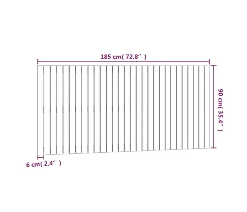 Sienas Galvgalis, Brūns, 185X3X90 Cm, Priedes Masīvkoks Vidaxl