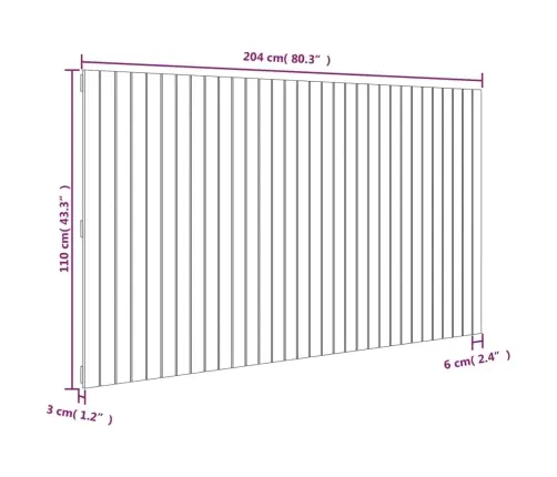 Seinale Kinnitatav Voodipeats, Valge, 204X3X110 cm Männipuit
