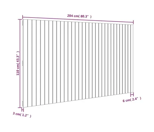 Sienas Galvgalis, Brūns, 204X3X110 Cm, Priedes Masīvkoks Vidaxl