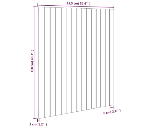Sienas Galvgalis, Balts, 95,5X3X110 Cm, Priedes Masīvkoks Vidaxl