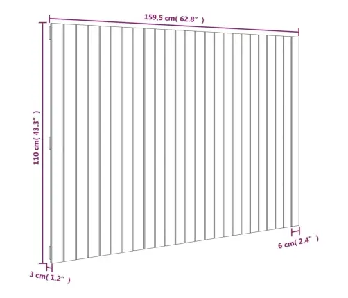 Sienas Galvgalis, 159,5X3X110 Cm, Priedes Masīvkoks Vidaxl