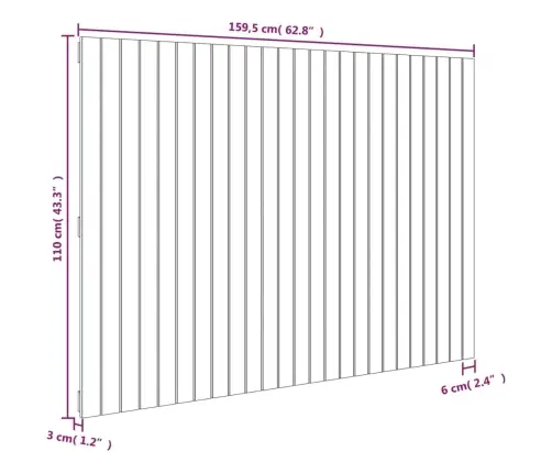 Sienas Galvgalis, Melns, 159,5X3X110 Cm, Priedes Masīvkoks Vidaxl
