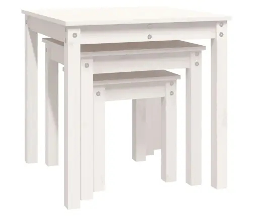 Üksteise Alla Mahtuvad Lauad, 3 Tk, Valge, Männipuit