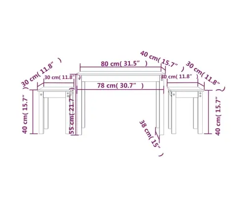 Galdiņi, 3 Gab., Sabīdāmi, Priedes Masīvkoks Vidaxl