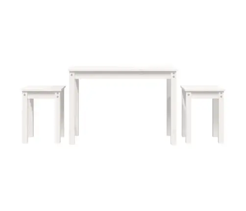 Üksteise Alla Mahtuvad Lauad, 3 Tk, Valge, Männipuit