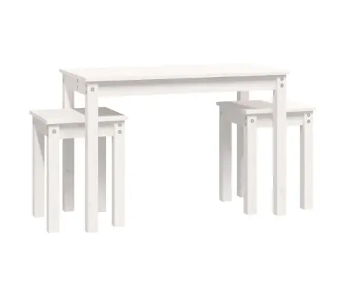 Üksteise Alla Mahtuvad Lauad, 3 Tk, Valge, Männipuit