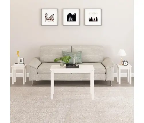 Üksteise Alla Mahtuvad Lauad, 3 Tk, Valge, Männipuit