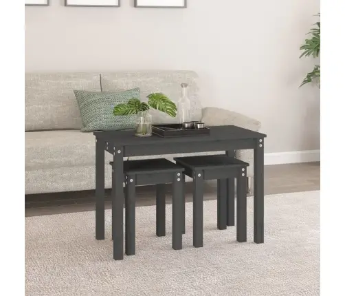 Üksteise Alla Mahtuvad Lauad 3 Tk, Hall, Männipuit