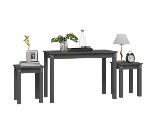 Üksteise Alla Mahtuvad Lauad 3 Tk, Hall, Männipuit