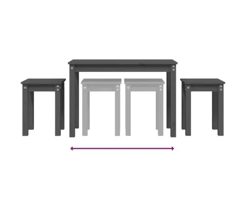 Üksteise Alla Mahtuvad Lauad 3 Tk, Hall, Männipuit