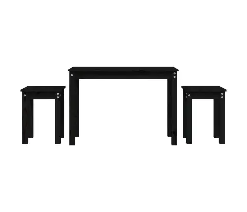 Galdiņi, 3 Gab., Melna, Sabīdāmi, Priedes Masīvkoks Vidaxl