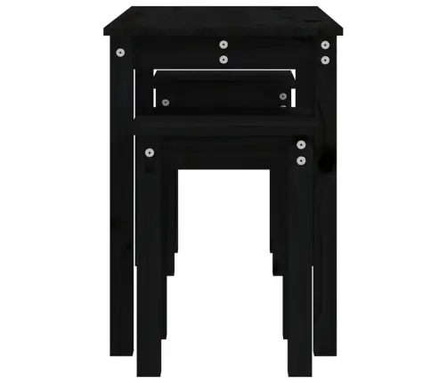 Galdiņi, 3 Gab., Melna, Sabīdāmi, Priedes Masīvkoks Vidaxl