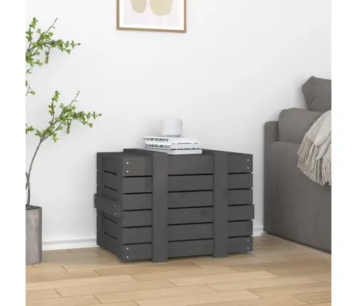 Uzglabāšanas Kaste, Pelēka, 58X40,5X42 Cm, Priedes Masīvkoks Vidaxl