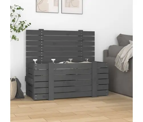 Uzglabāšanas Kaste, Pelēka, 91X40,5X42 Cm, Priedes Masīvkoks Vidaxl