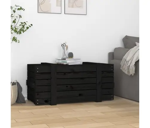Uzglabāšanas Kaste, Melna, 91X40,5X42 Cm, Priedes Masīvkoks Vidaxl