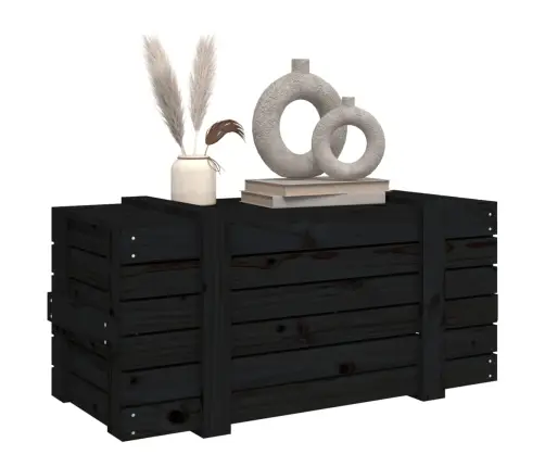Uzglabāšanas Kaste, Melna, 91X40,5X42 Cm, Priedes Masīvkoks Vidaxl