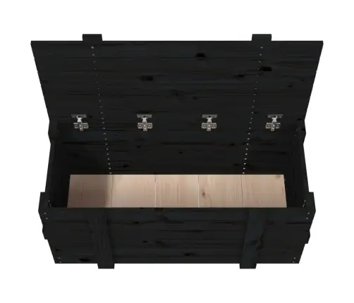 Uzglabāšanas Kaste, Melna, 91X40,5X42 Cm, Priedes Masīvkoks Vidaxl