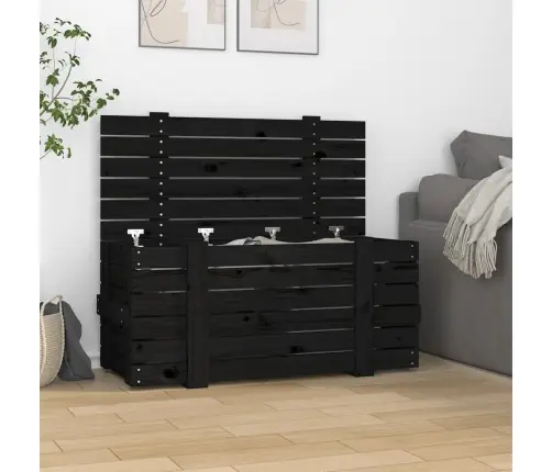 Uzglabāšanas Kaste, Melna, 91X40,5X42 Cm, Priedes Masīvkoks Vidaxl