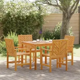 Dārza Ēdamgalds 5 Pcs Brūna 90 X 90 X 74 Cm Akācijas Masīvkoks Vidaxl