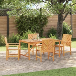 Dārza Ēdamgalds 5 Pcs Brūna 150 X 90 X 74 Cm Akācijas Masīvkoks Vidaxl