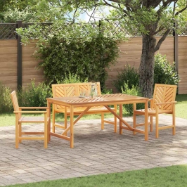 Dārza Ēdamgalds 4 Pcs Brūna 150 X 90 X 74 Cm Akācijas Masīvkoks Vidaxl