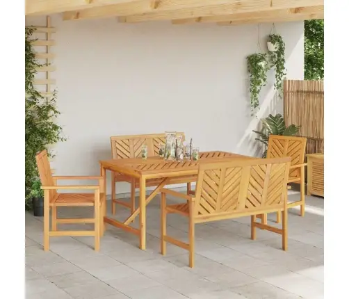5 Daļu Dārza Galds Cietā Koka Akācijas Vidaxl