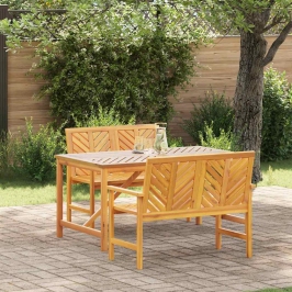 Dārza Ēdamgalds 3 Pcs Brūna 150 X 90 X 74 Cm Akācijas Masīvkoks Vidaxl