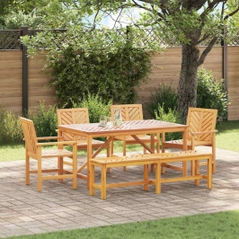 Dārza Ēdamgalds 6 Pcs Brūna 150 X 90 X 74 Cm Akācijas Masīvkoks Vidaxl