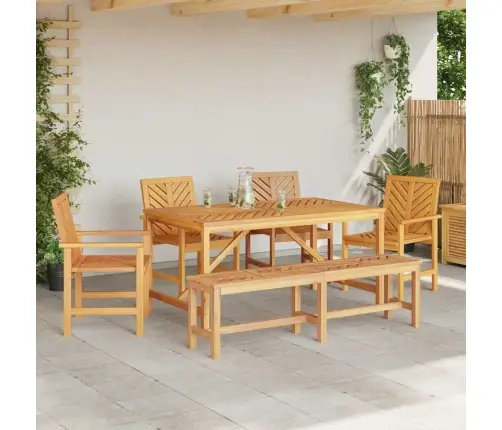 5 Gabalu Dārza Ēdamgaldu Komplekts Masīvkoka Akācijas Vidaxl