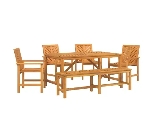 5 Gabalu Dārza Ēdamgaldu Komplekts Masīvkoka Akācijas Vidaxl