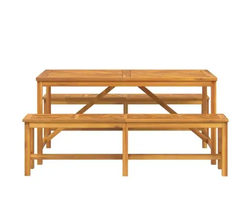 3 Gabalu Dārza Ēdamistabas Komplekts Cieta Koka Akācijas Vidaxl