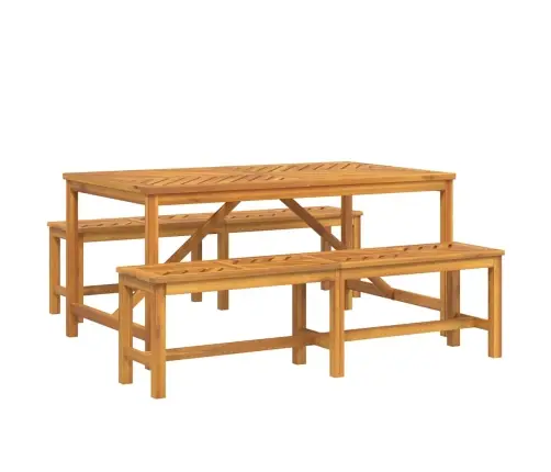 3 Gabalu Dārza Ēdamistabas Komplekts Cieta Koka Akācijas Vidaxl