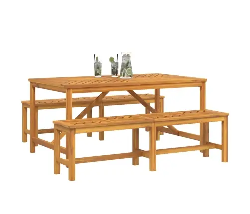 3 Gabalu Dārza Ēdamistabas Komplekts Cieta Koka Akācijas Vidaxl