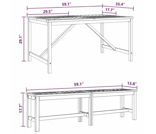3 Gabalu Dārza Ēdamistabas Komplekts Cieta Koka Akācijas Vidaxl