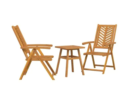 Sodo Bistro Rinkinys 3 Pcs Ruda Akacijos Medienos Masyvas