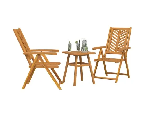 Dārza Bistro Komplekts 3 Pcs Brūna Akācijas Masīvkoks Vidaxl