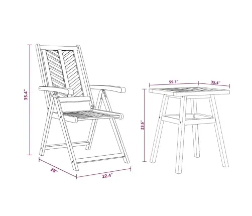 Dārza Bistro Komplekts 3 Pcs Brūna Akācijas Masīvkoks Vidaxl
