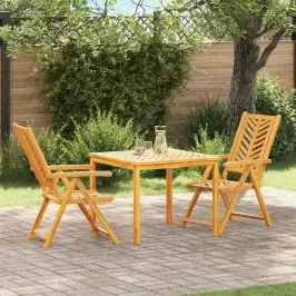 Dārza Ēdamgalds 3 Pcs Brūna 90 X 90 X 74 Cm Akācijas Masīvkoks Vidaxl