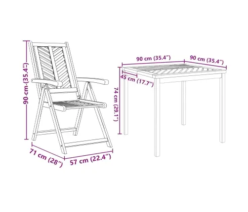 5 Daļu Dārza Galds Akācijas Masīvkoks Vidaxl